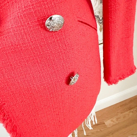 Veronica Beard Nayeli Dickey Red Tweed Button Jacket Blazer
